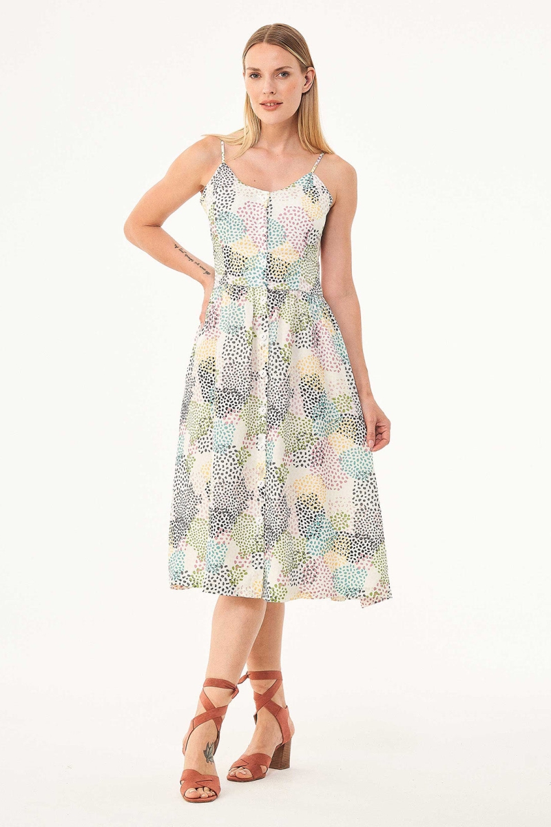 Image of ORGANICATION dames vegan Jurkspaghettibandjes Dots Multicolour