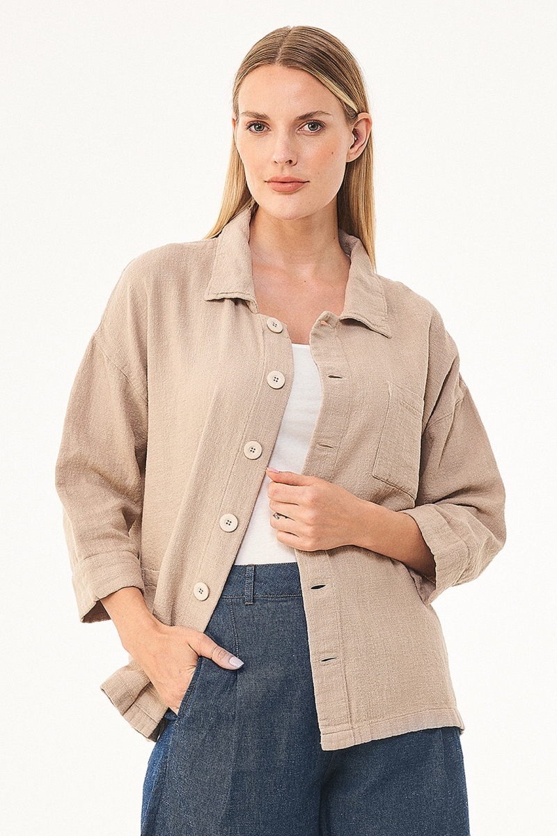 Image of ORGANICATION dames vegan Overhemdblouse Beige