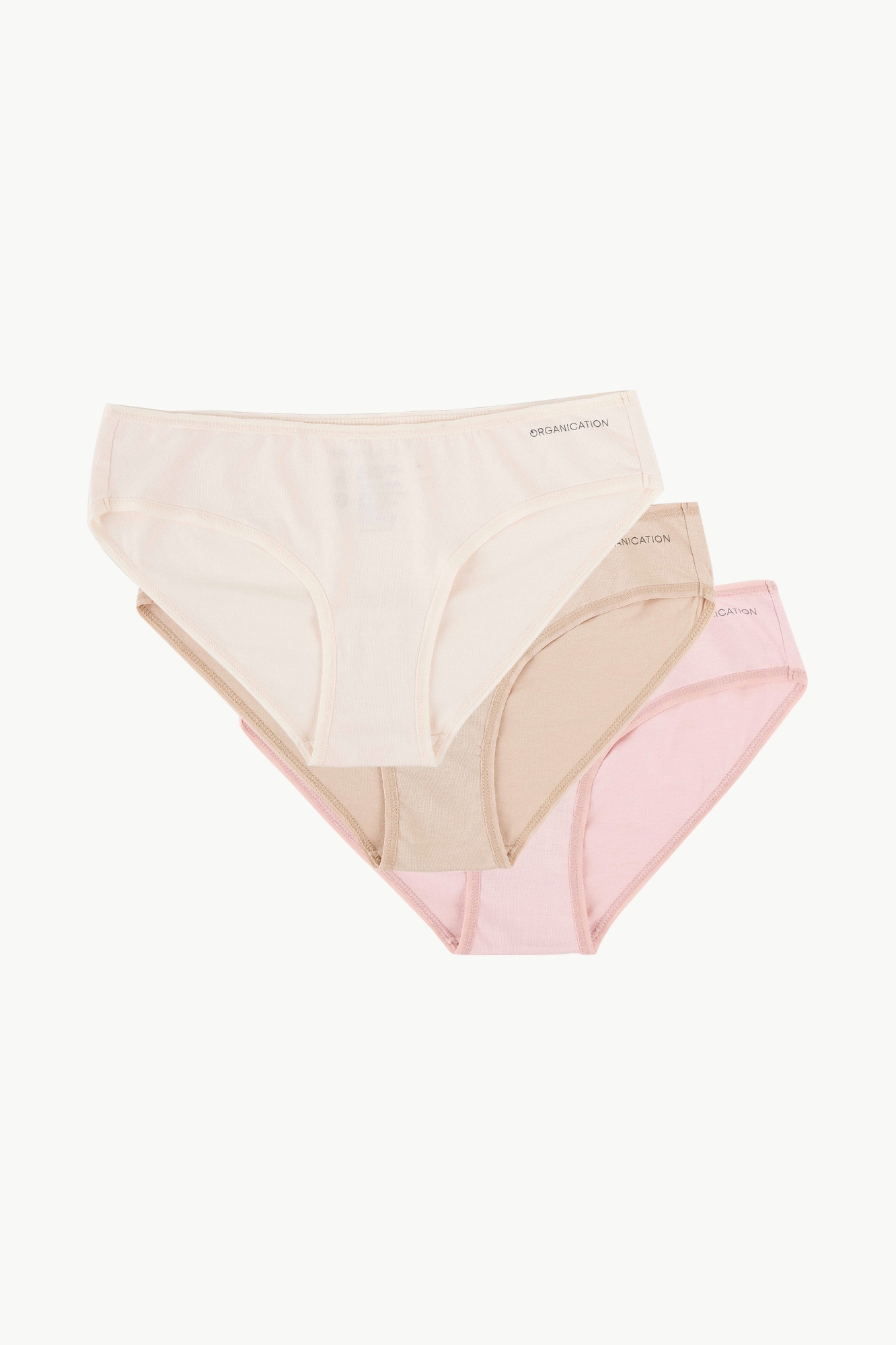 ORGANICATION womens vegan Briefs Kumru 3-Pack Off White Beige Dusty Pink
