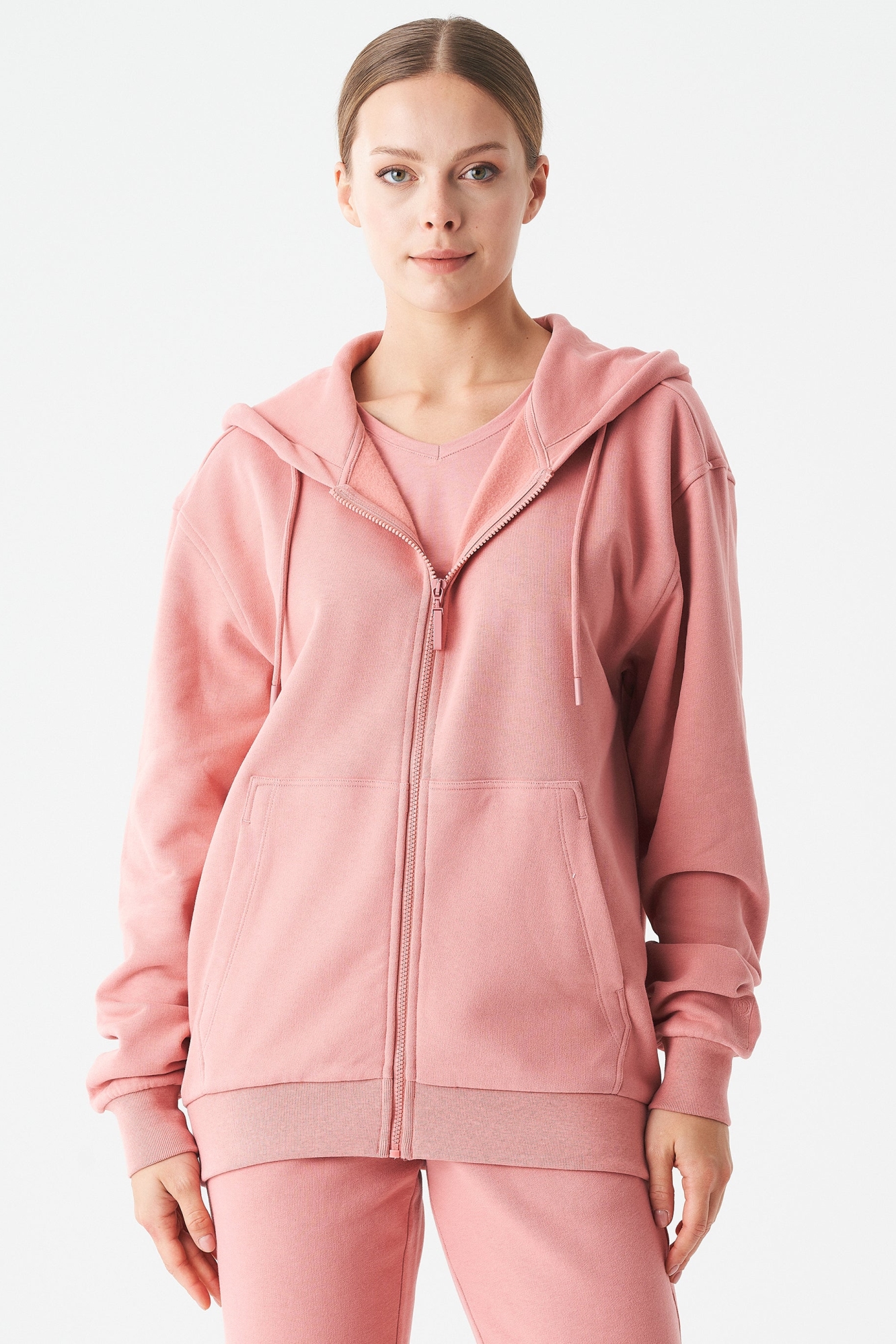 Image of ORGANICATION mannen vegan Unisex Zip-Up Hoodie Junda Blush