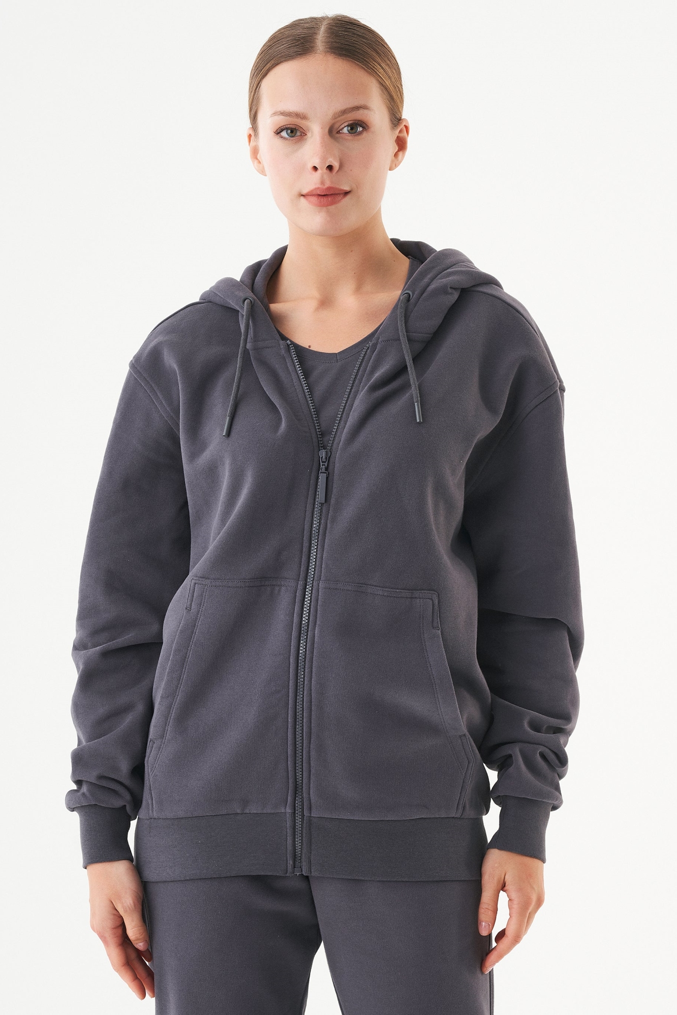 59602 - Herren vegan Unisex Zip Up Hoodie Junda Shadow