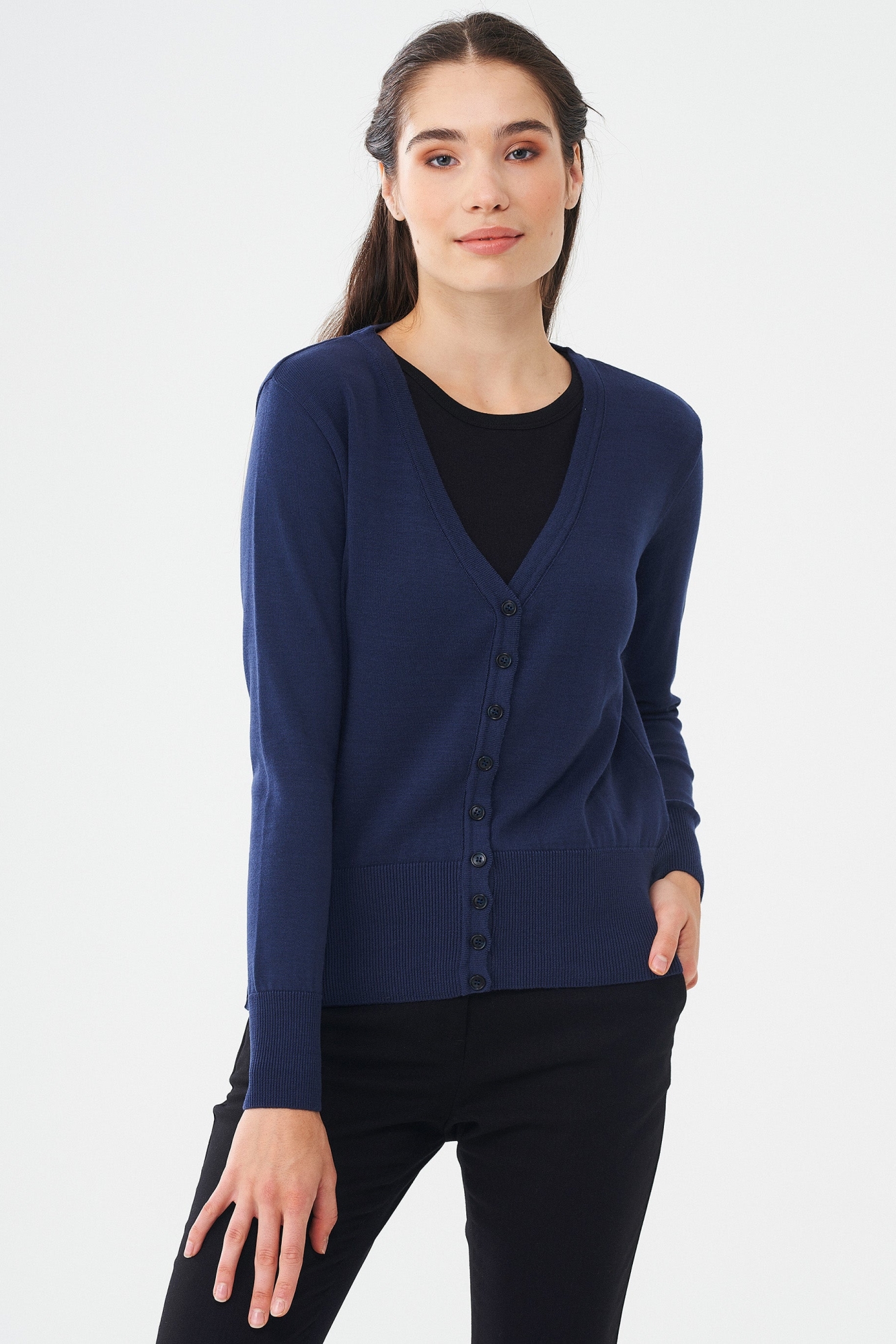 ORGANICATION Damen vegan Strickjacke Marineblau