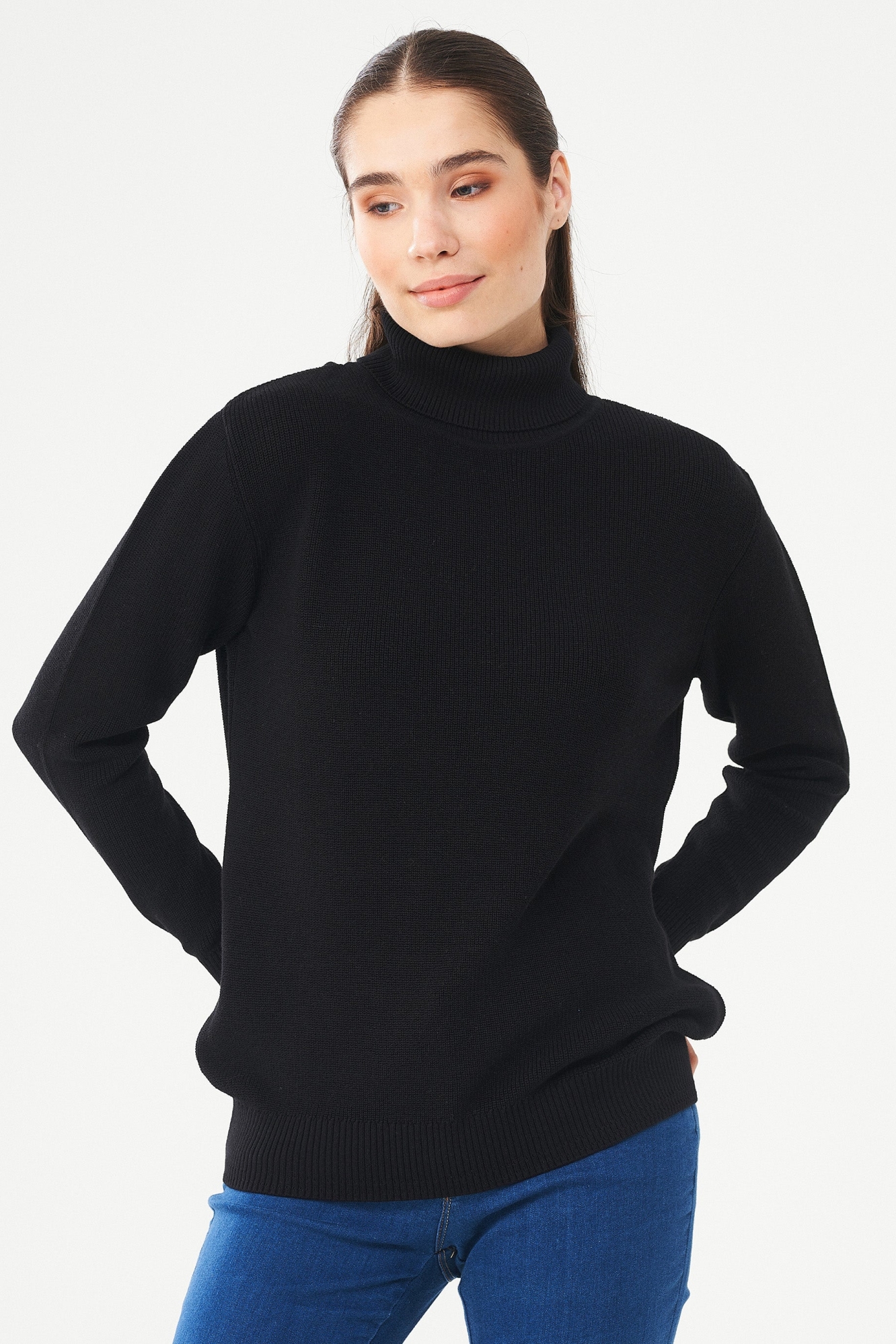 ORGANICATION Damen vegan Rollkragenpullover Schwarz
