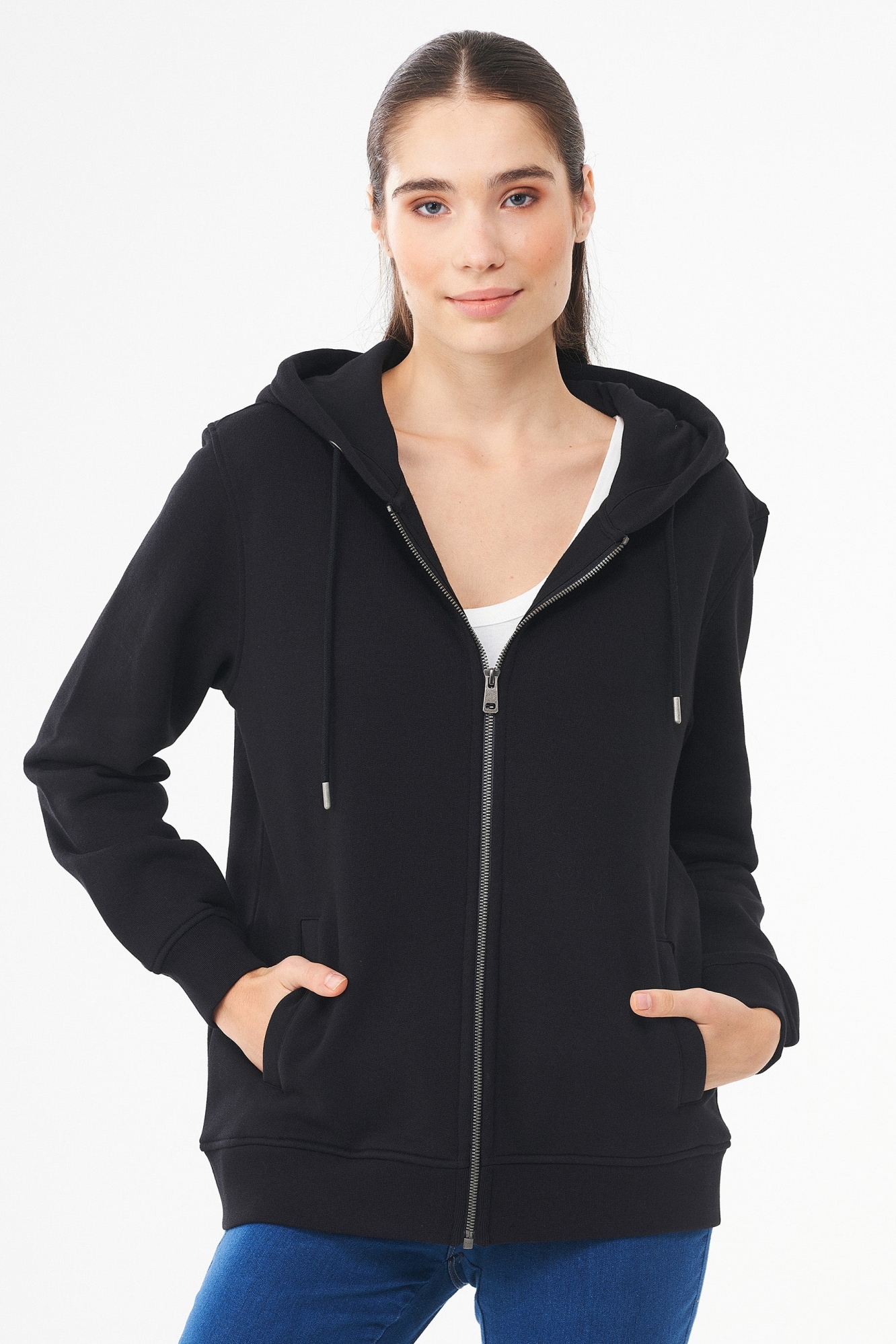 ORGANICATION Damen vegan Sweatjacke Schwarz