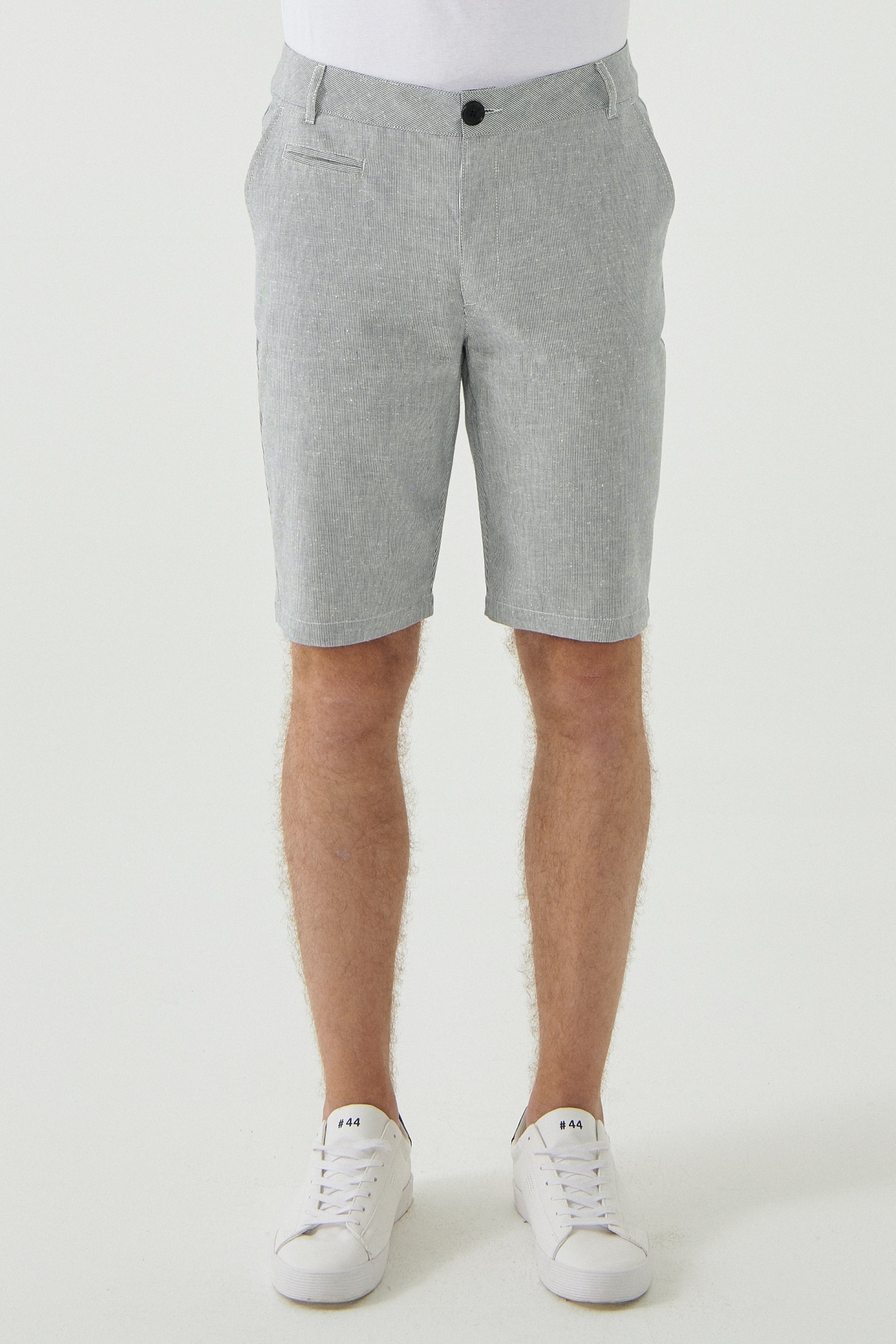 60295 - Herren vegan Chino-Shorts Aus Bio-Baumwolle WeiÃŸ Gestreift