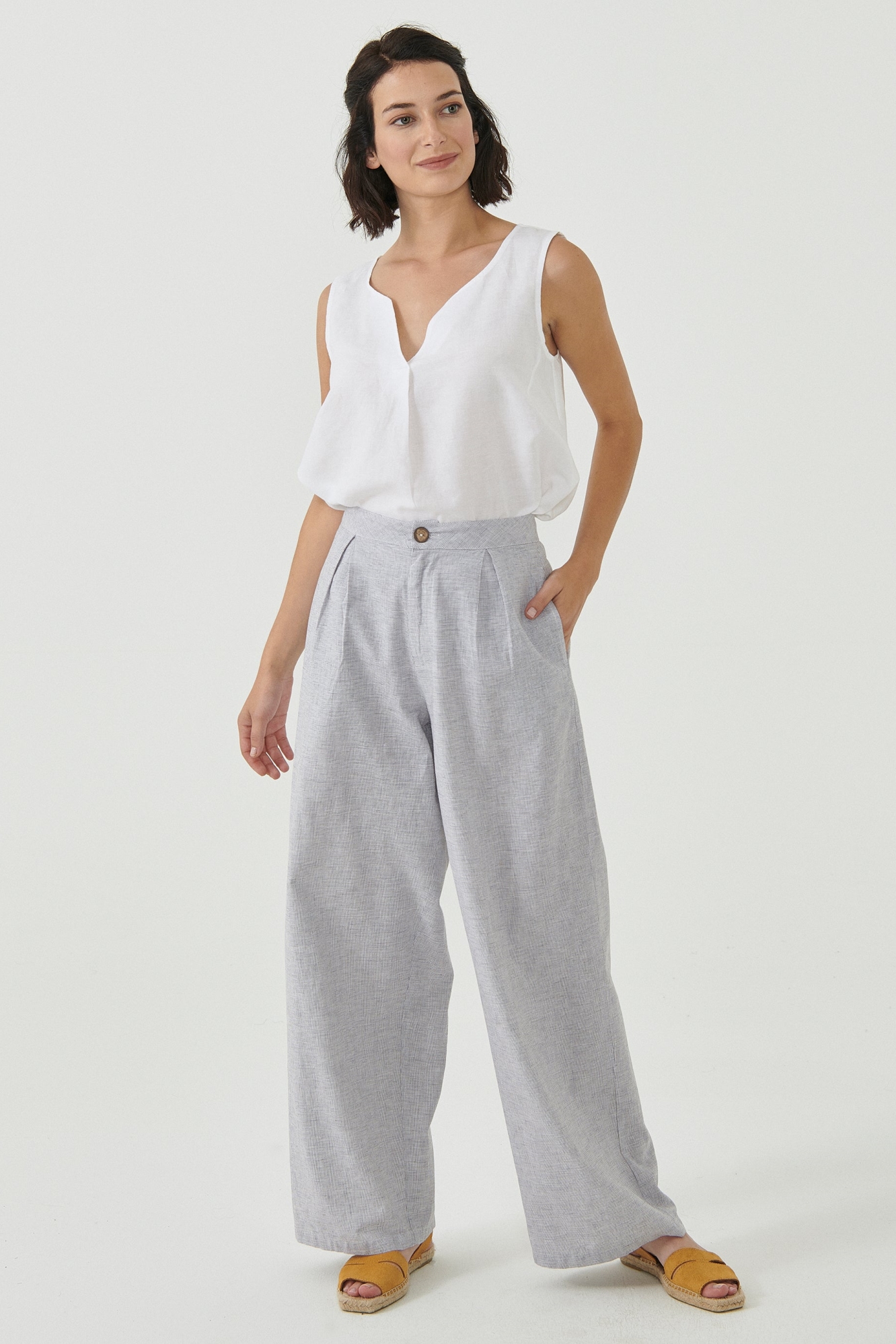 ORGANICATION Damen vegan Palazzohose Hellgrau