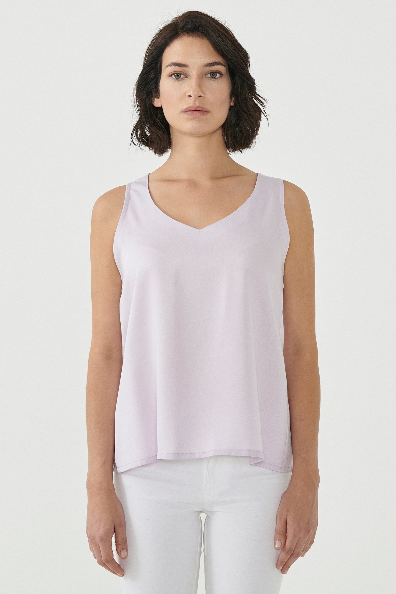 ORGANICATION womens vegan Sleeveless Blouse Top Lilac