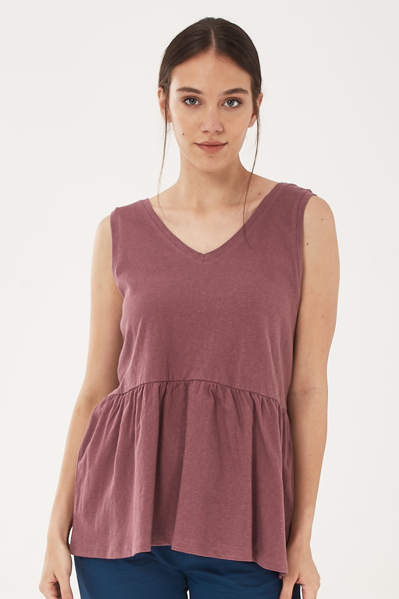ORGANICATION womens vegan Sleeveless Top Linen Brown
