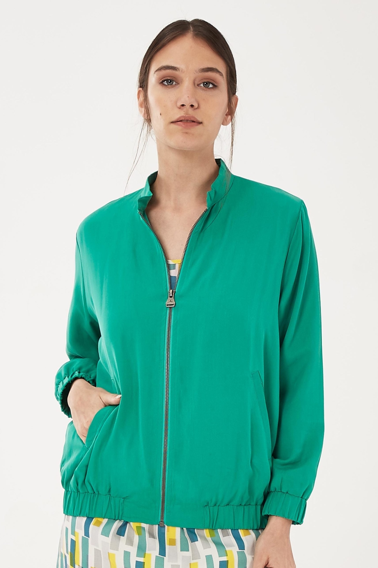 ORGANICATION Damen vegan Bomberjacke Smaragdgrün