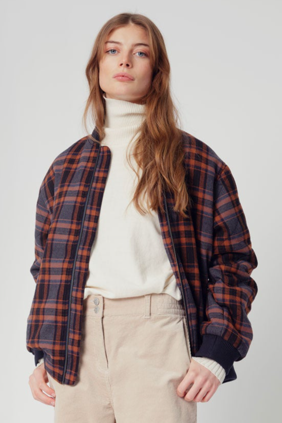 KOMODO Damen vegan Neblige Bomberjacke Kariert