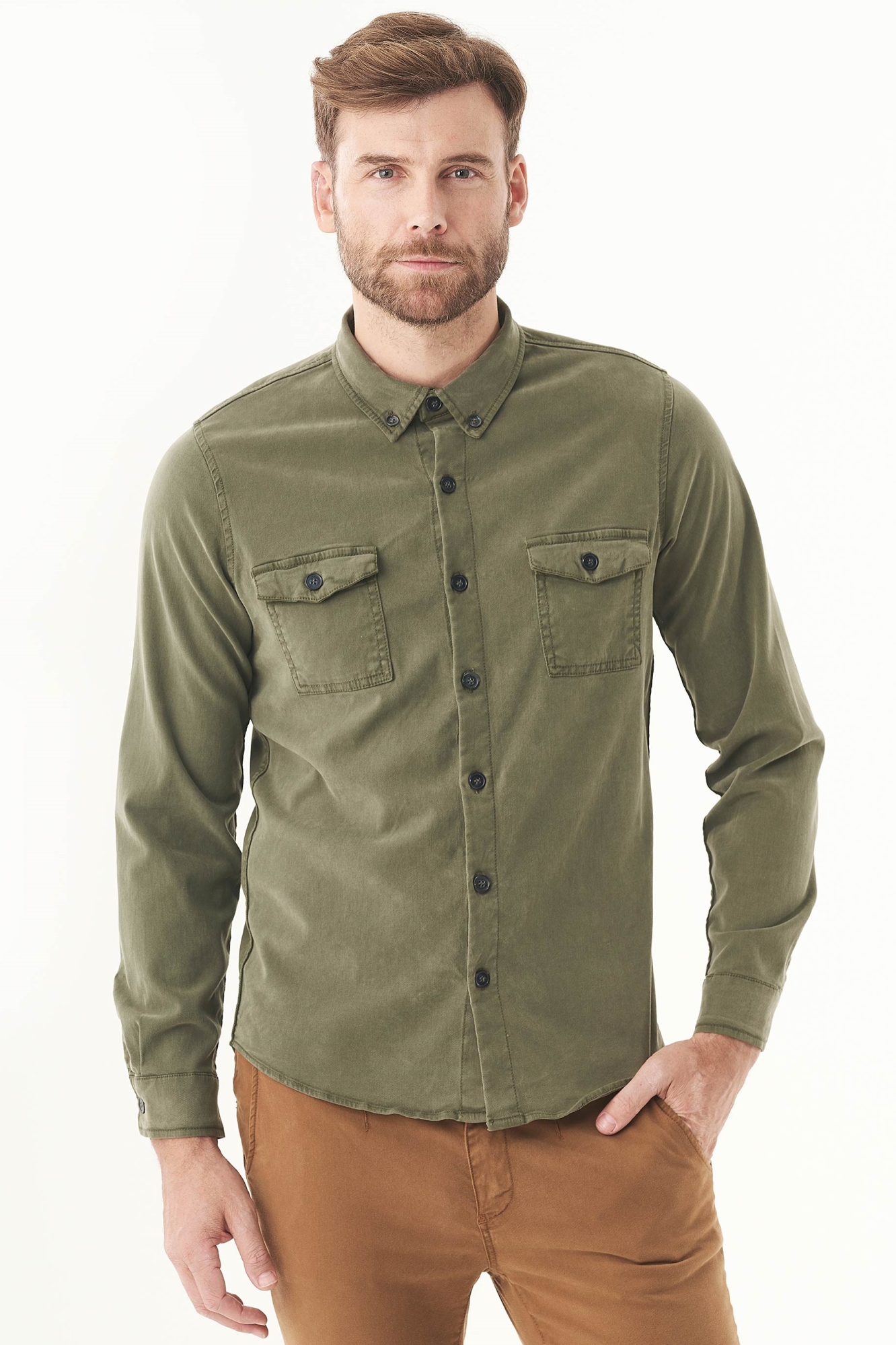 ORGANICATION Herren vegan Shirt Tencel Bio-Baumwolle Oliv