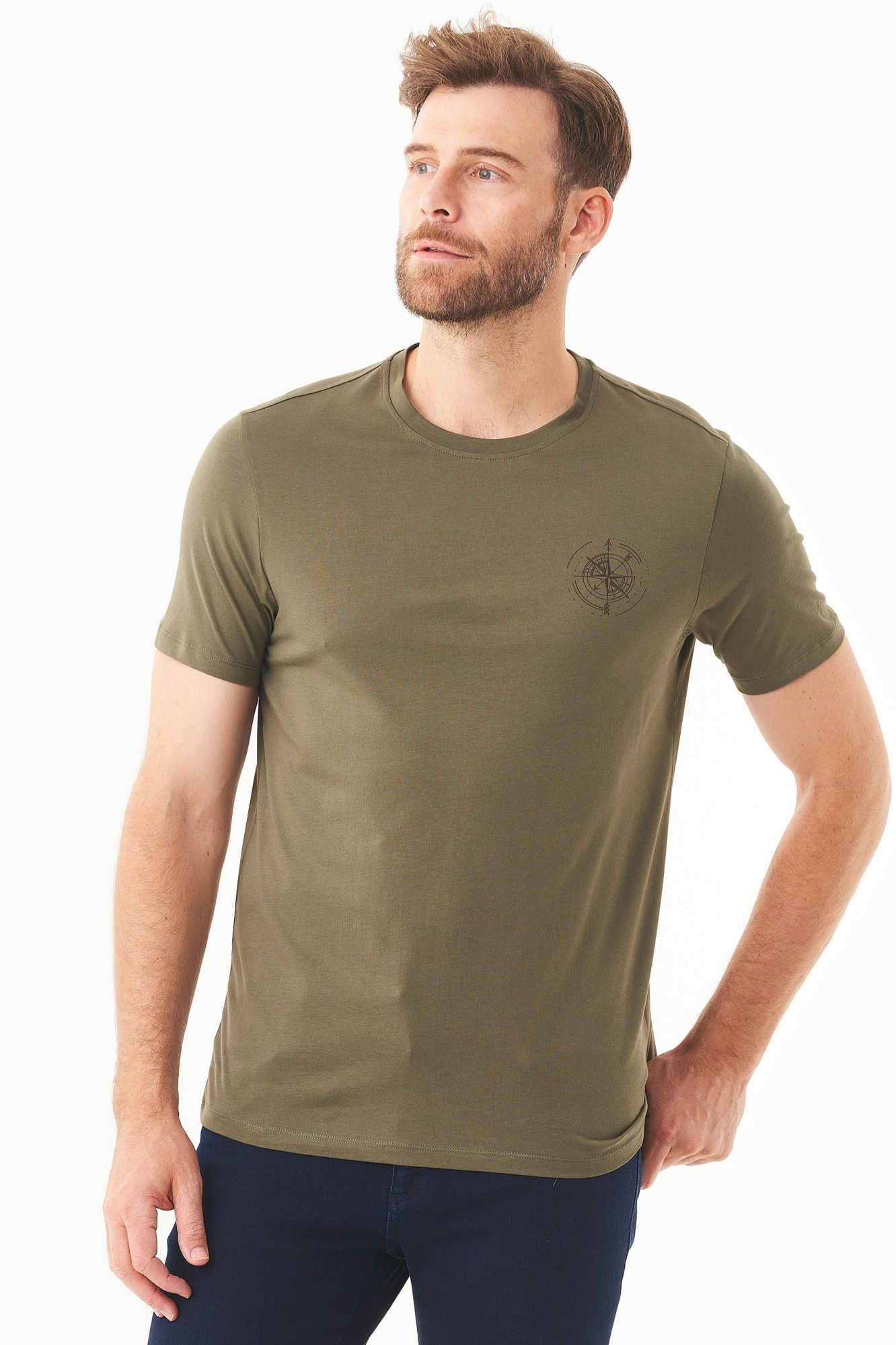 ORGANICATION men vegan T-Shirt Bio-Katien Compass Olive