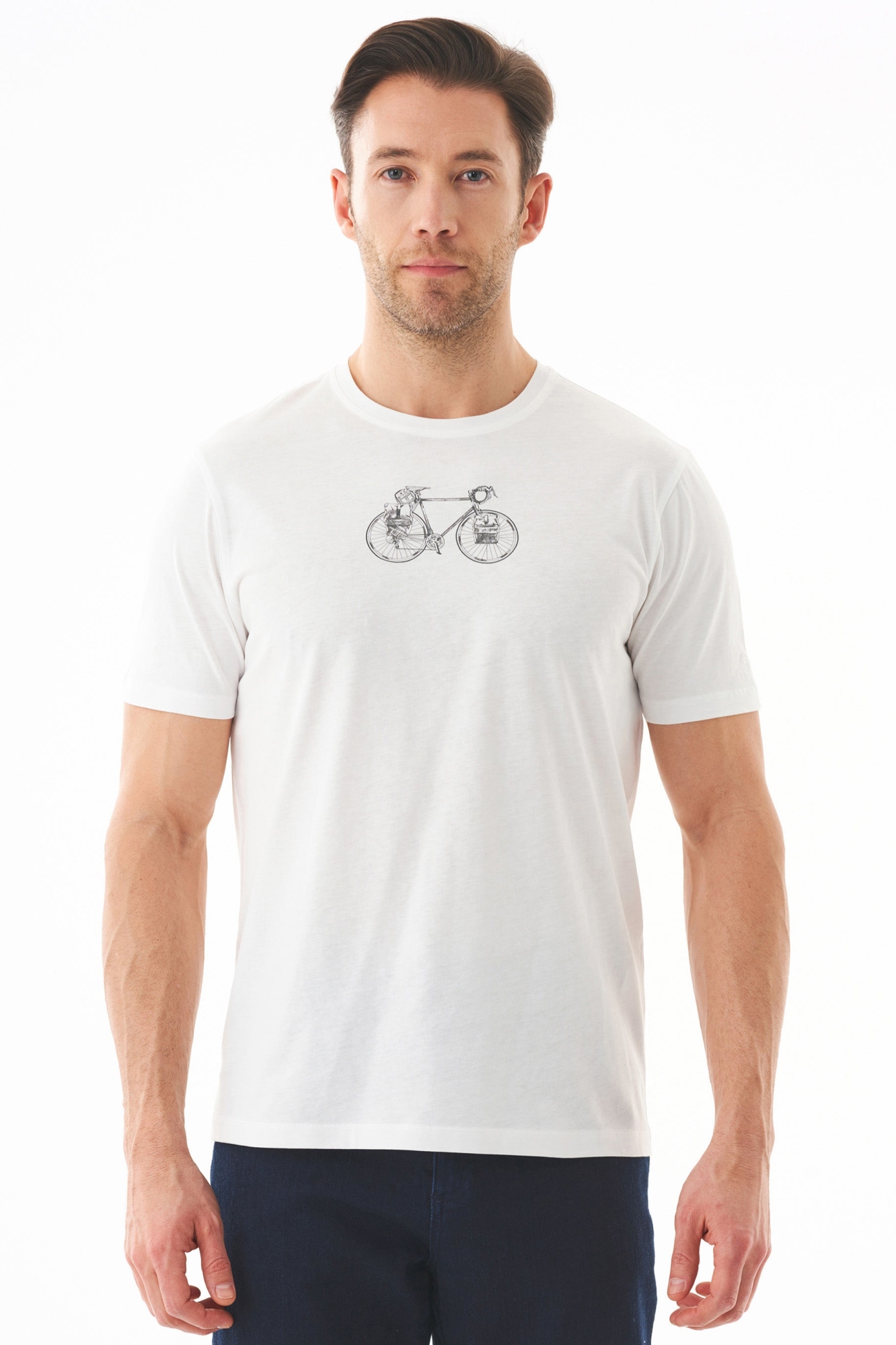 ORGANICATION men vegan T-Shirt Katien Bicycle Off White