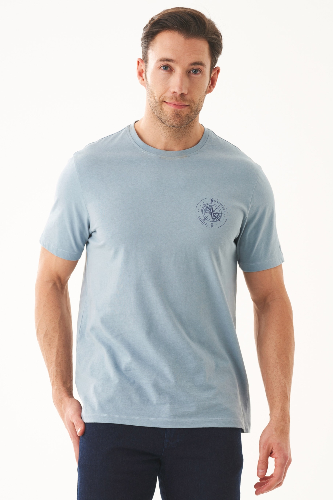 ORGANICATION men vegan T-Shirt Bio-Katien Compass Blue