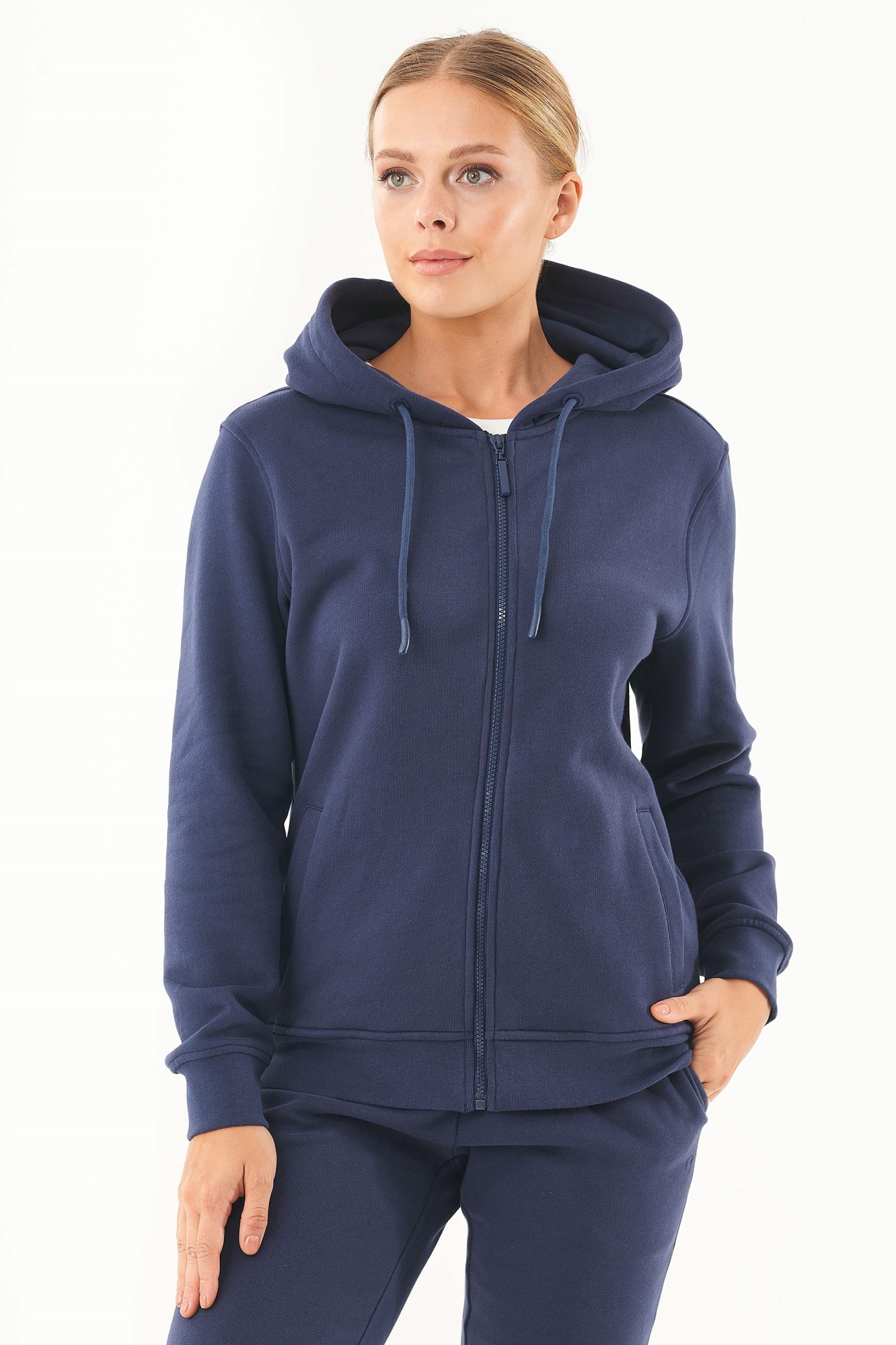 ORGANICATION Damen vegan Soft-Touch-Kapuzenshirt Mit ReiÃŸverschluss Navy