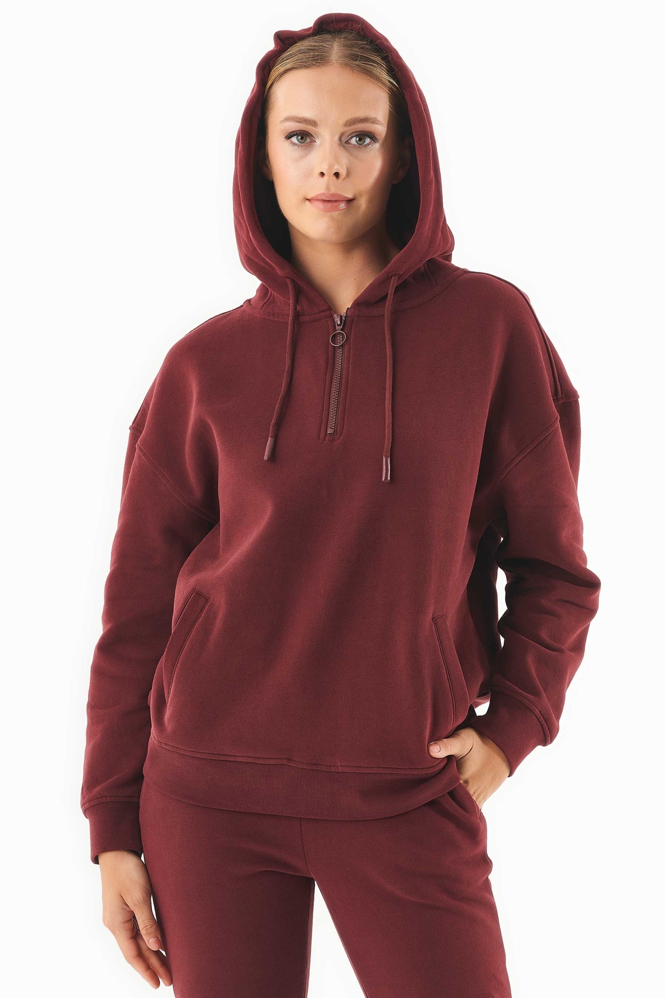 ORGANICATION Damen vegan Sweat Hoodie Aus Bio-Baumwolle Bordeaux