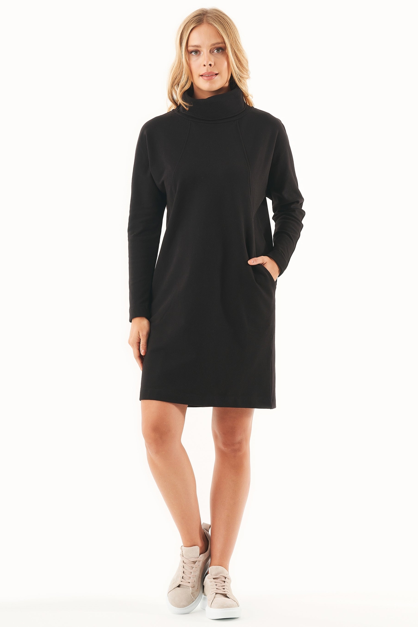 ORGANICATION Damen vegan Pulloverkleid Bio-Baumwolle Schwarz