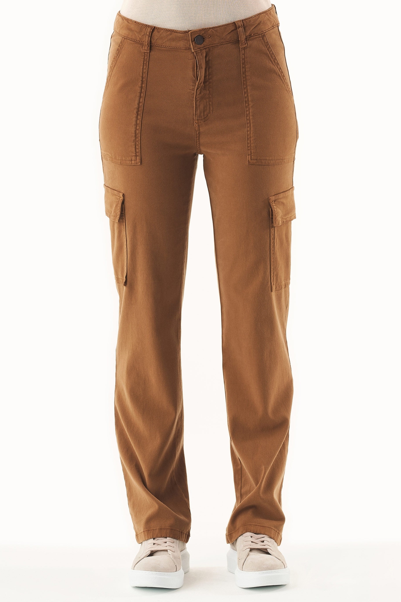 ORGANICATION Damen vegan Cargohose Tencel Bio-Baumwolle Braun