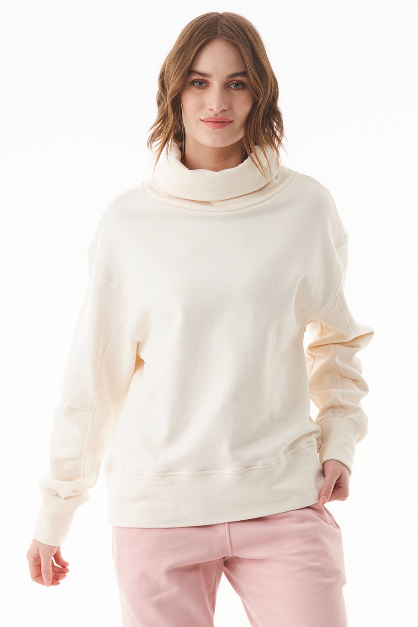 ORGANICATION Damen vegan Pullover Rollkragen Bio-Baumwolle Off-White