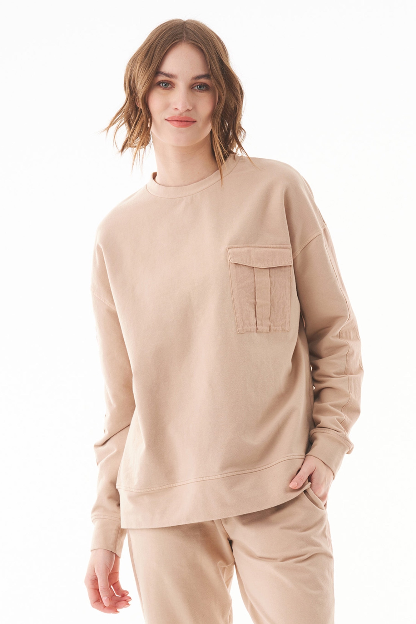 ORGANICATION Damen vegan Sweatshirt Bio-Baumwolle Beige