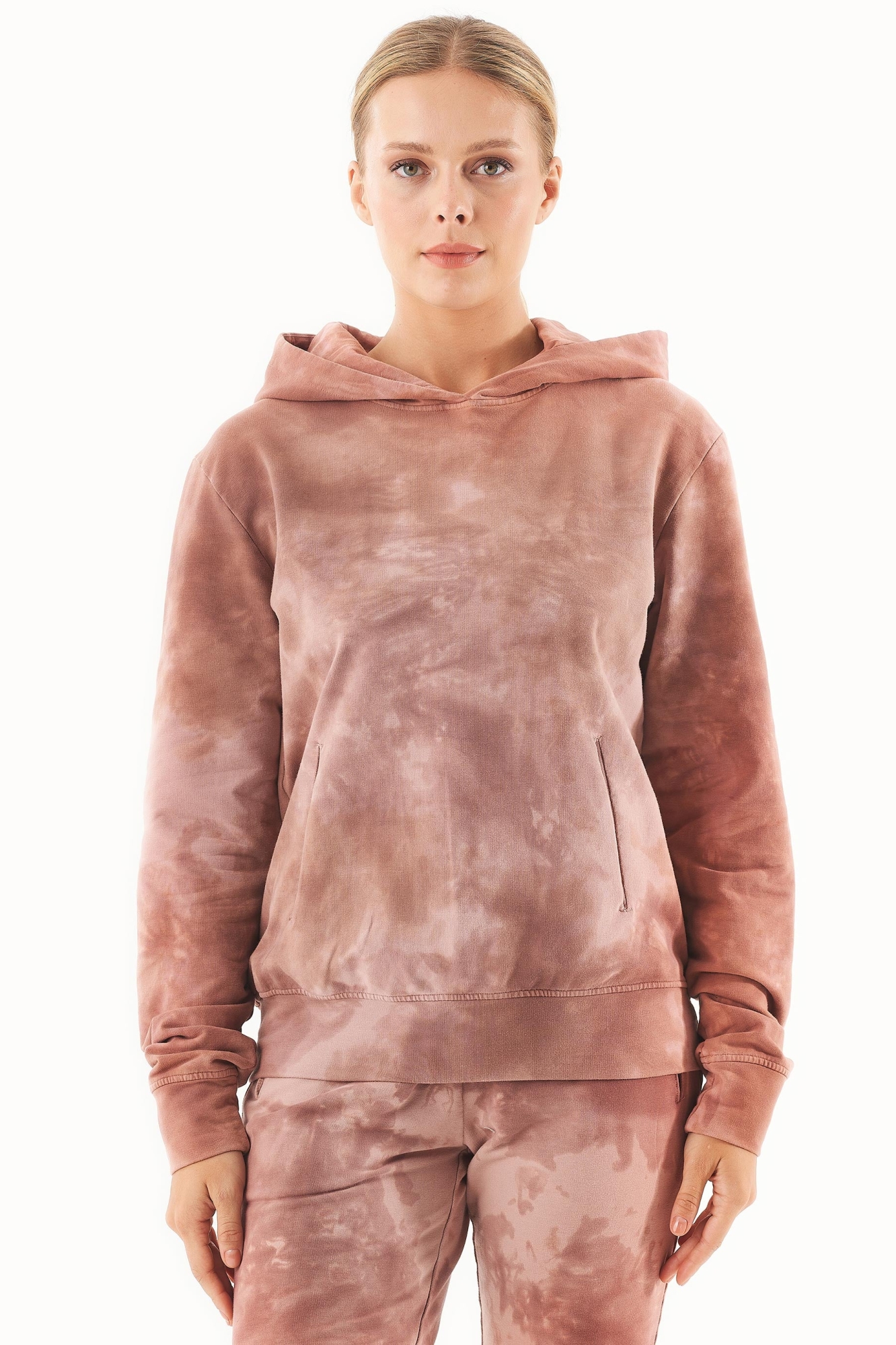 ORGANICATION Damen vegan Batik-Sweat-Hoodie Aus Bio-Baumwolle Misty Rose