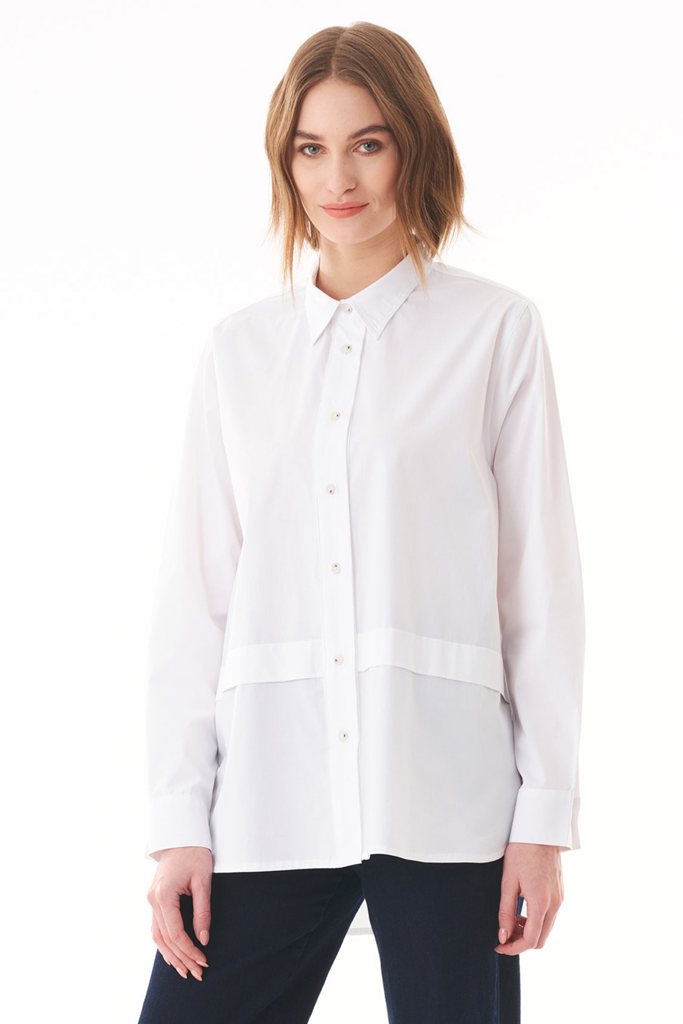 64569 - Damen vegan Hemdbluse Bio-Baumwolle WeiÃŸ