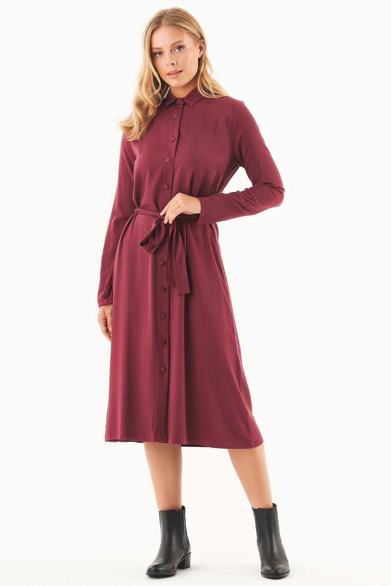Image of ORGANICATION dames vegan Hemdjurk Ecovero Wine