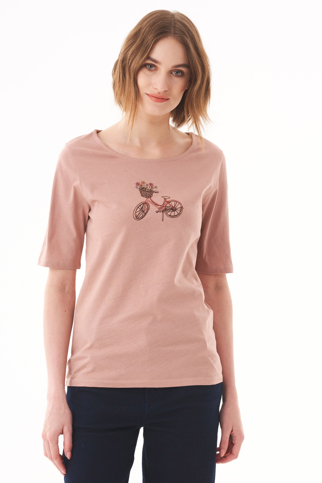 ORGANICATION womens vegan T-Shirt Bicycle Pink
