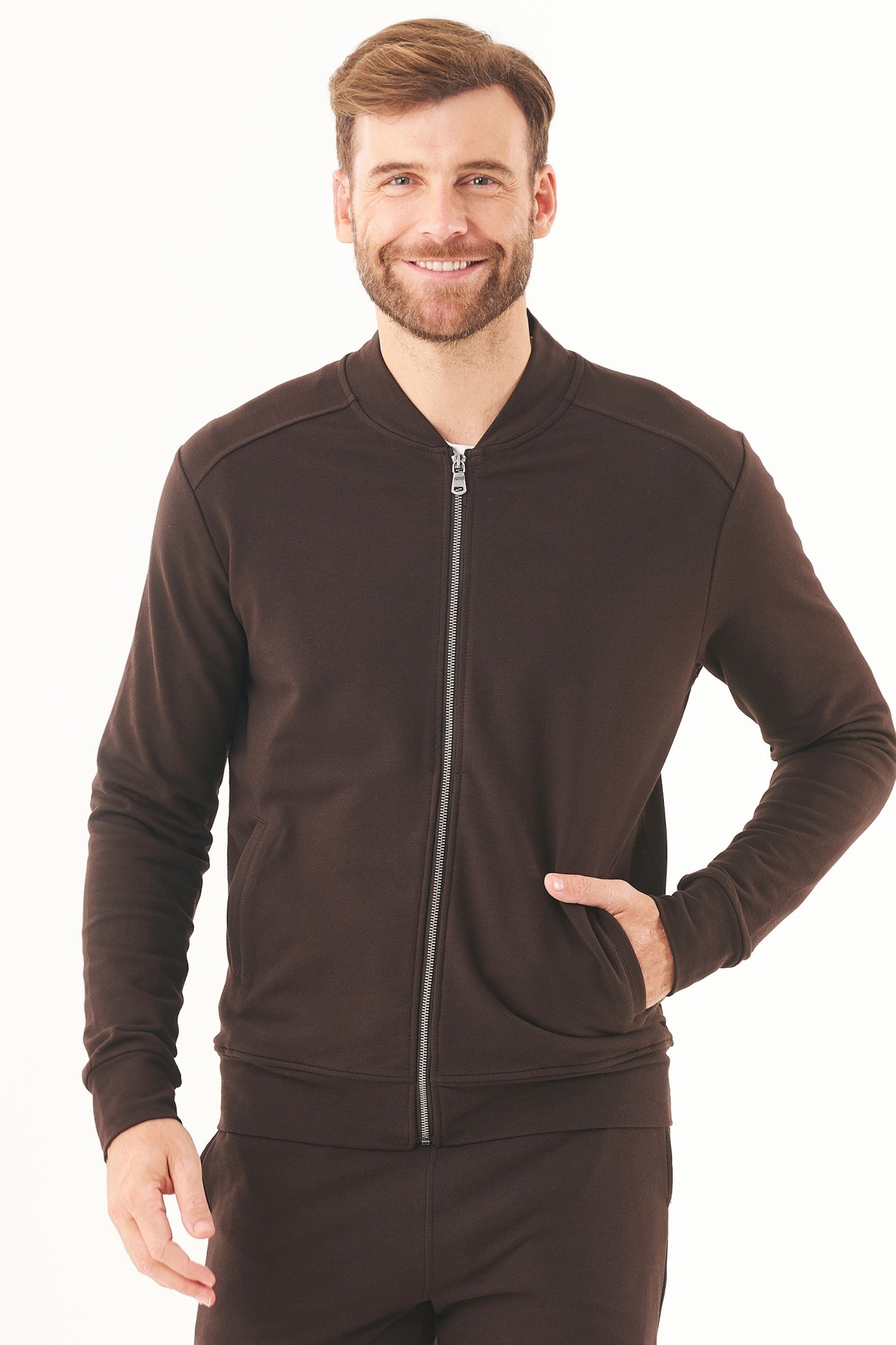 ORGANICATION Herren vegan Sweatjacke Morrison Espresso