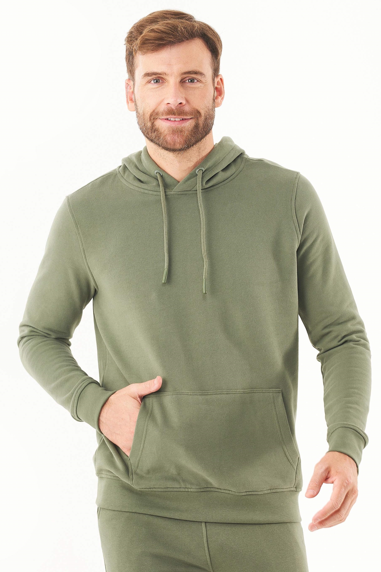 Image of ORGANICATION mannen vegan Hoodie Soft Touch Mid Olive