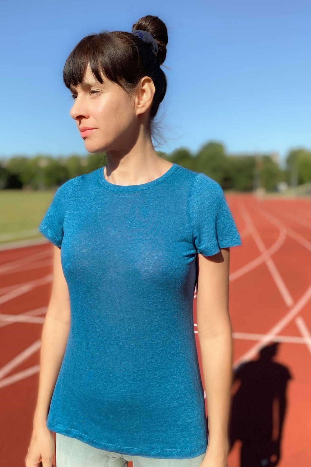 nice to meet me Damen vegan Hanf T-Shirt Earth Blau