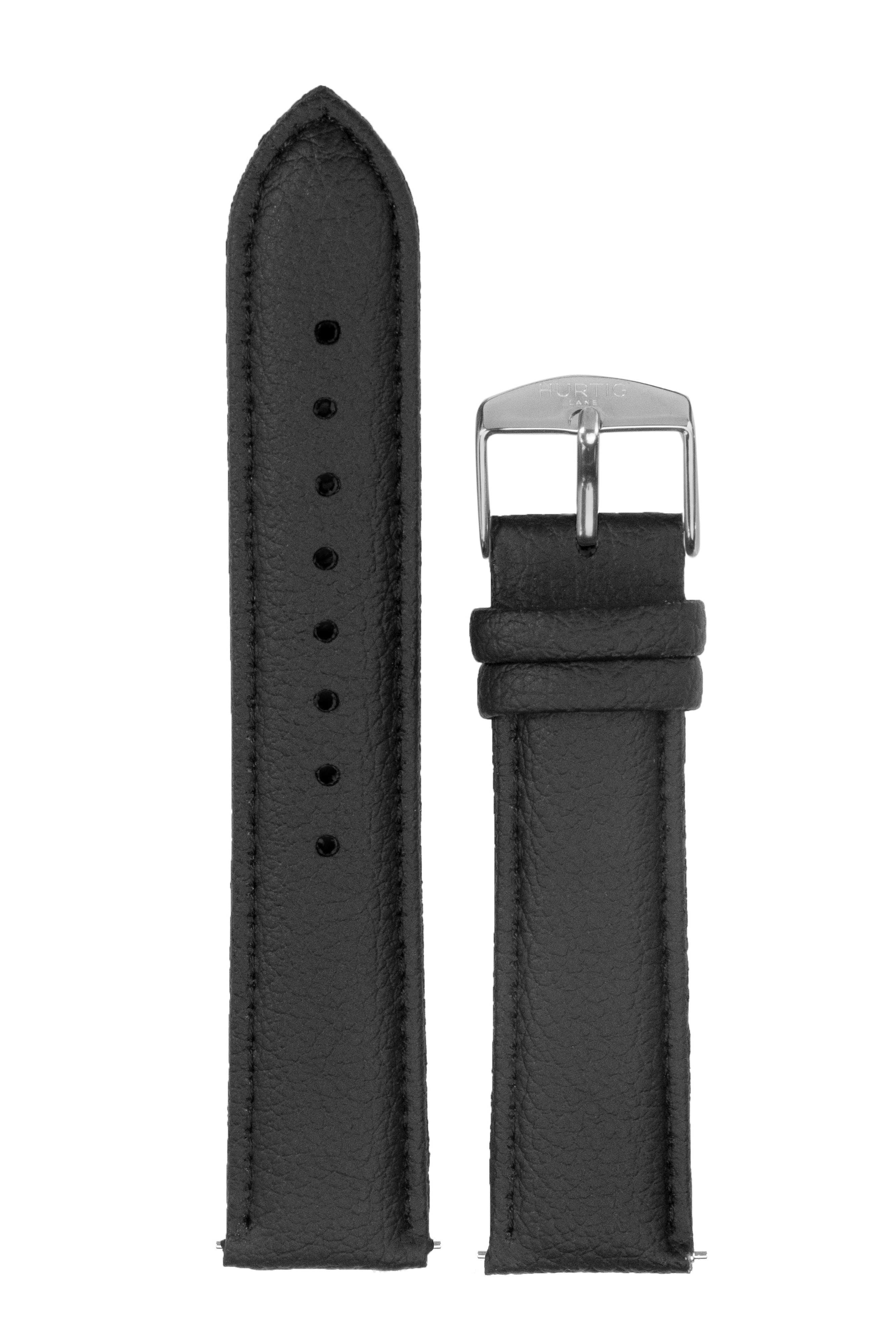 Hurtig Lane Herren vegan Uhrenarmband Kaktusleder Schwarz/Silber