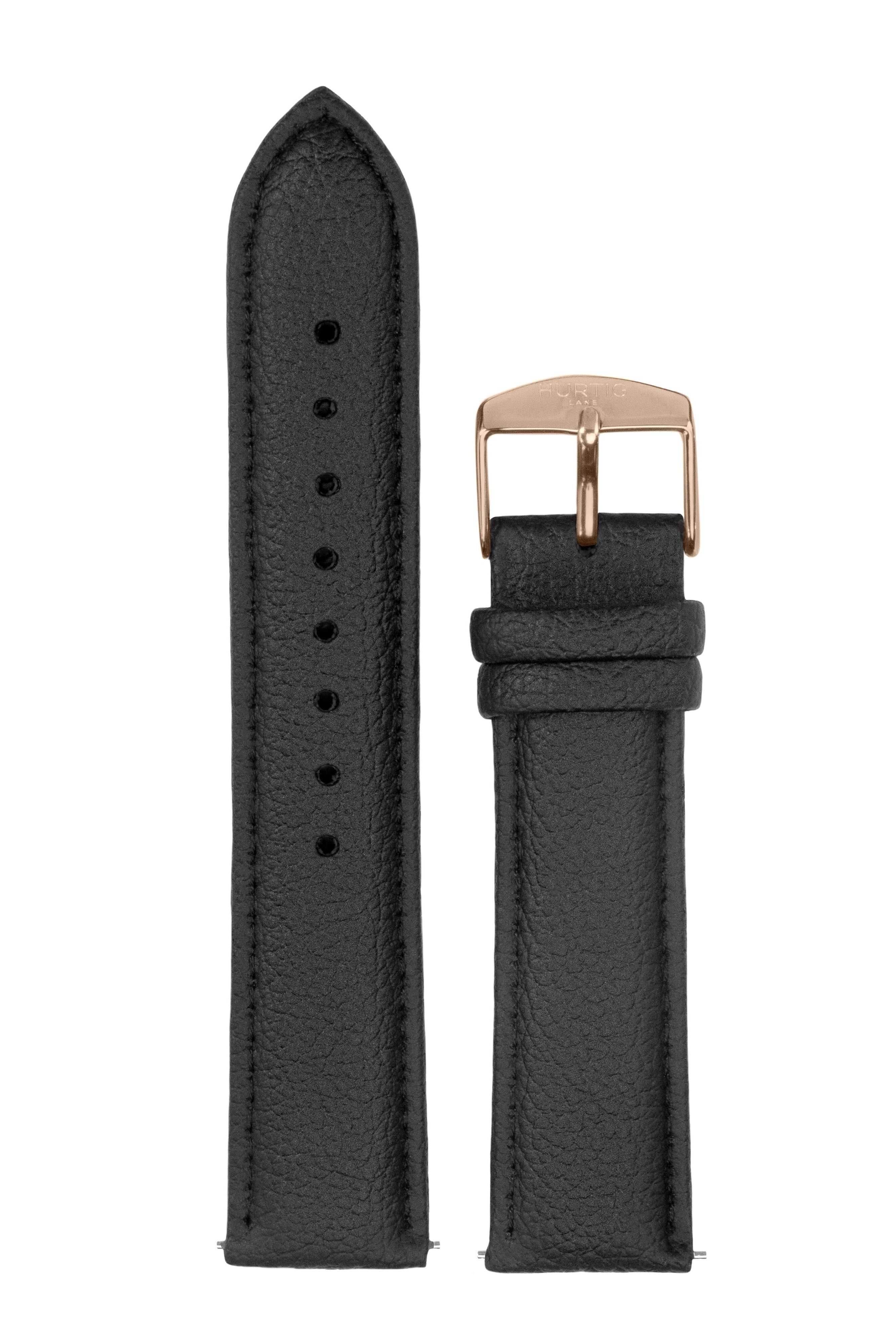 Hurtig Lane Herren vegan Uhrenarmband Kaktusleder Schwarz/Roségold