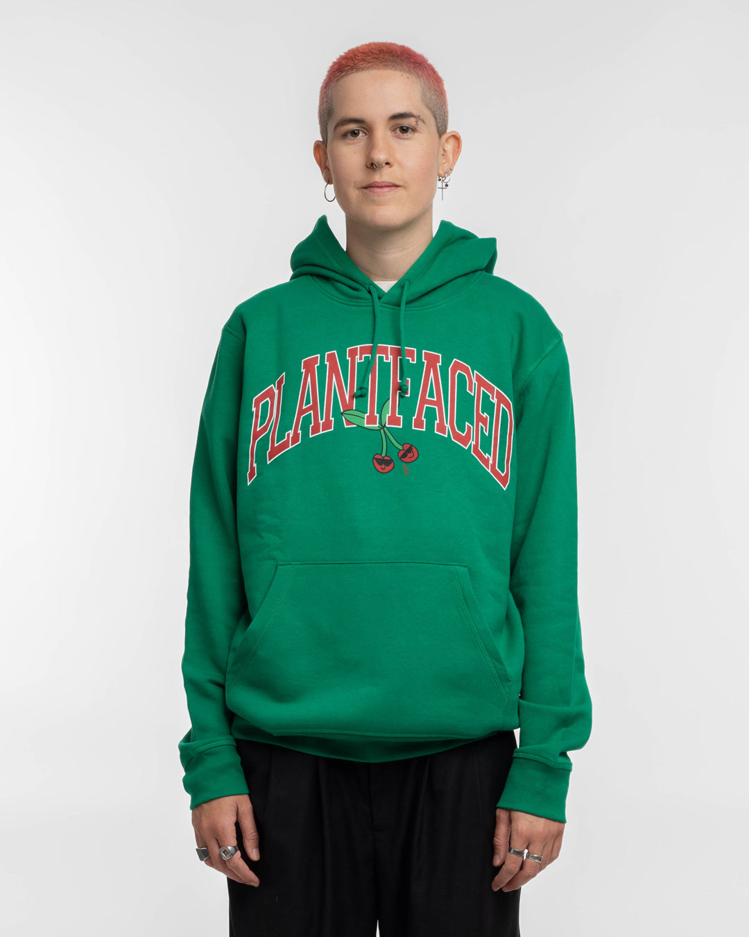 Plant Faced Clothing Damen vegan Kapuzenpulli Kirsche Gr&Atilde;&frac14;n