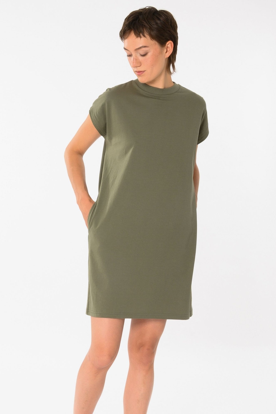 ThokkThokk womens vegan Shirt Dress Boxy Green