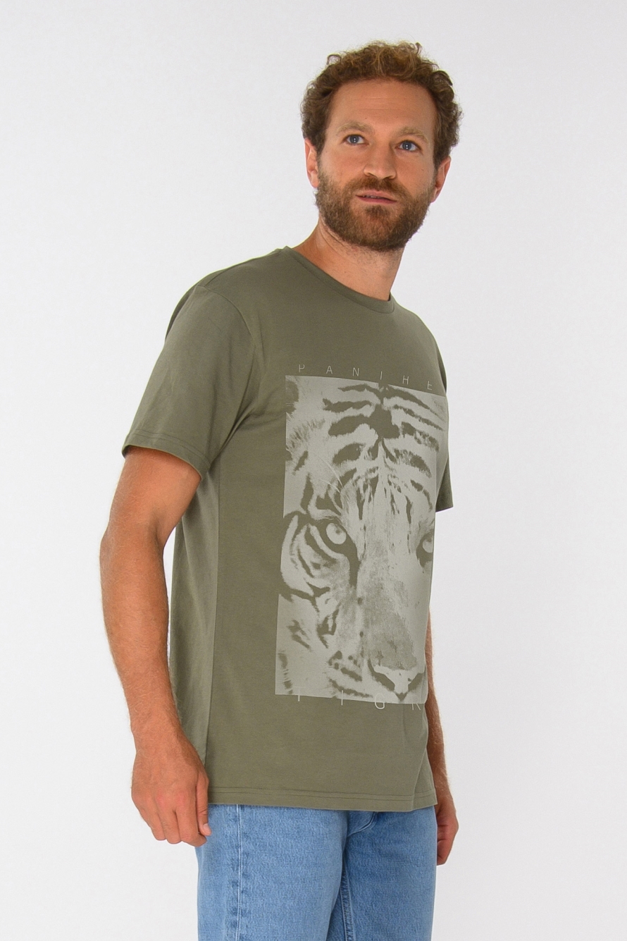 ThokkThokk men vegan T-Shirt Panthera Tigris Deep Lichen Green
