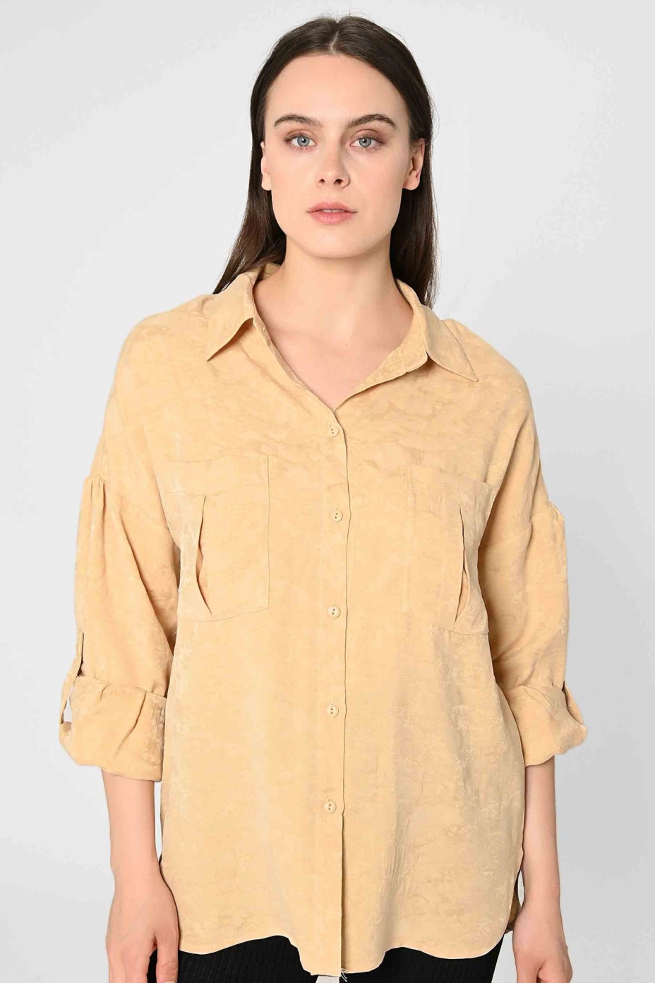 Image of LOVJOI dames vegan Blouse Mantari Brownsugar