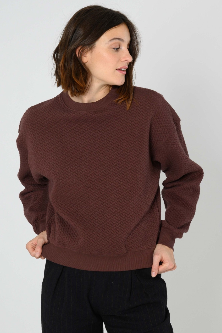 THOKKTHOKK Damen vegan Sweater Structured Deepmahogany