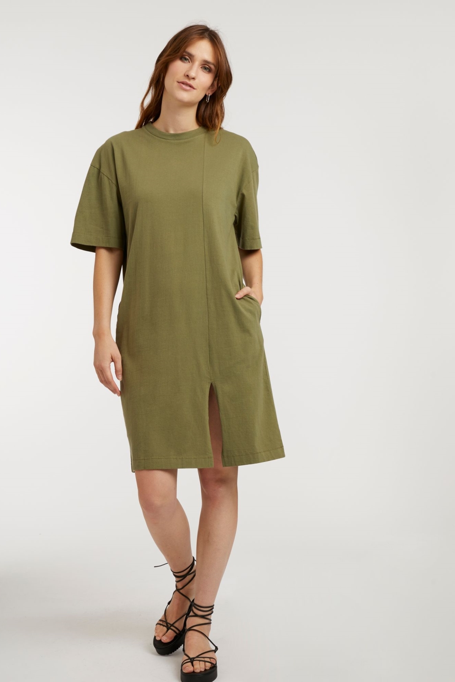 ThokkThokk womens vegan T- Shirt Dress Cypress Green