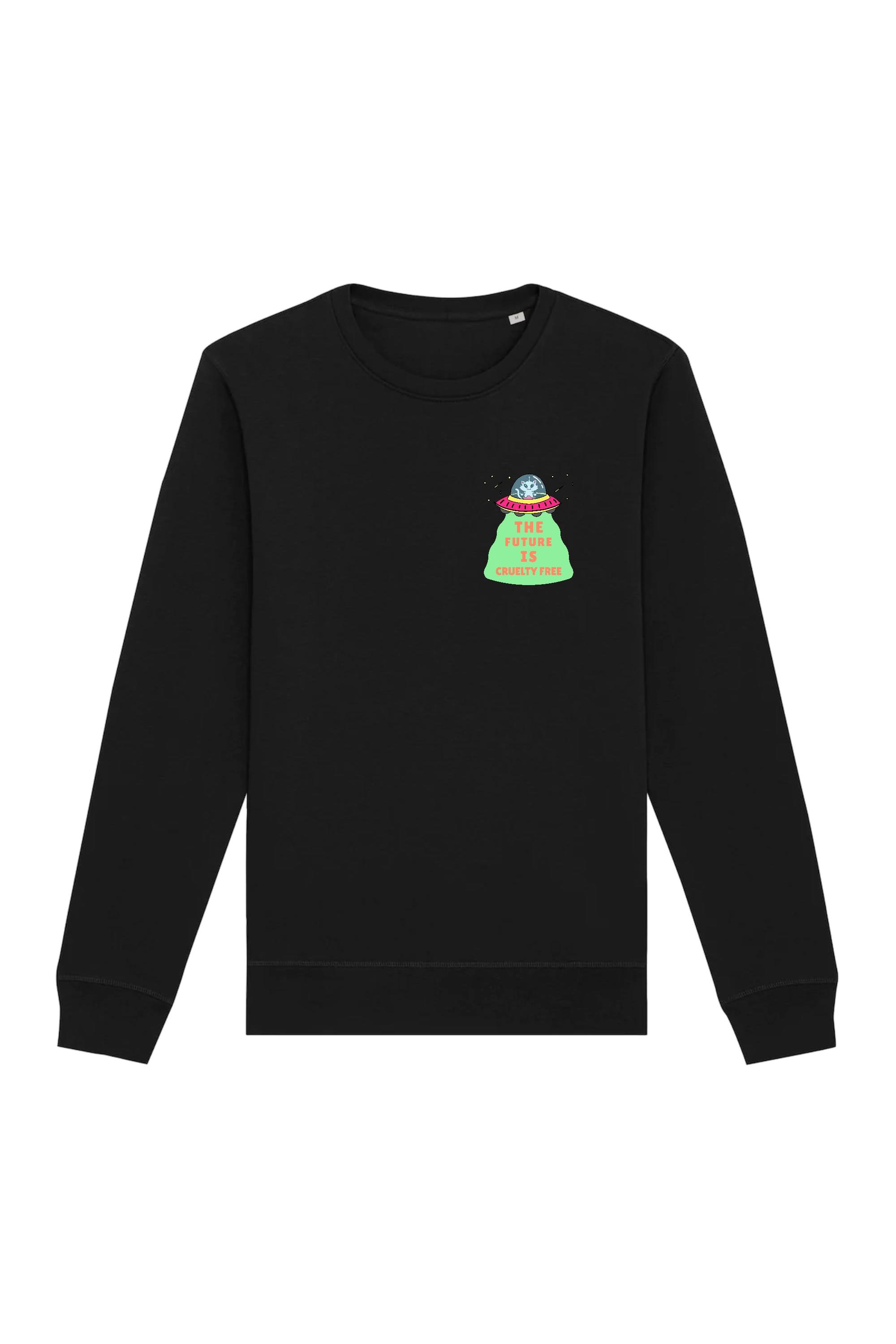 Image of Oat Milk Club dames vegan Sweatshirt The Future Is Cruelty Free Zwart