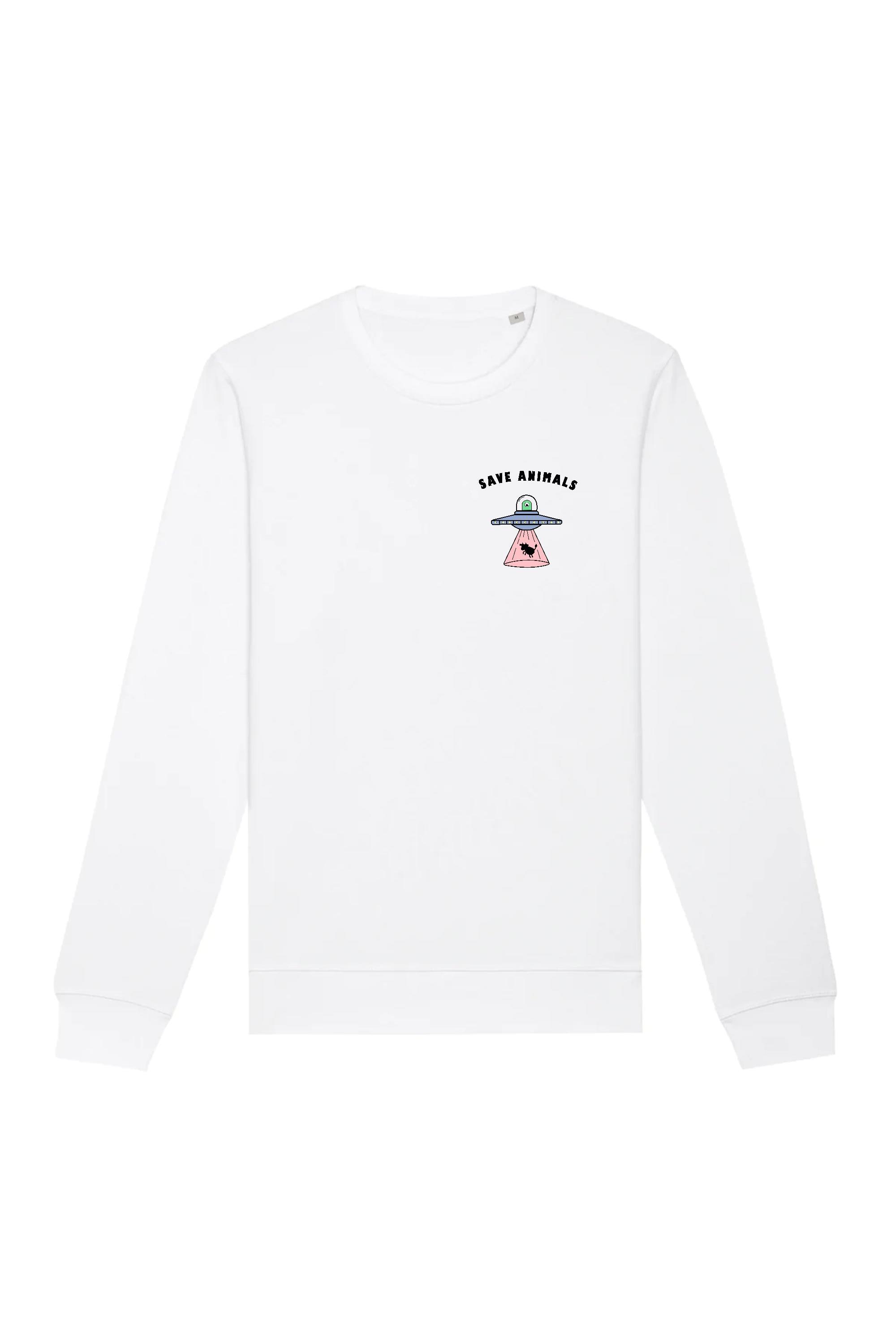 Image of Oat Milk Club dames vegan Sweatshirt Save Animals Wit