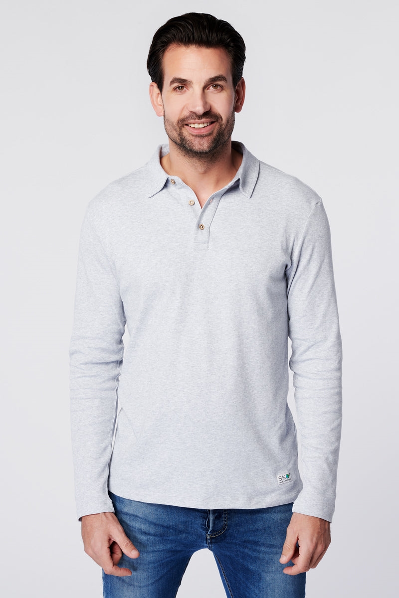 SKOT Herren vegan Langarm-Polo Grau