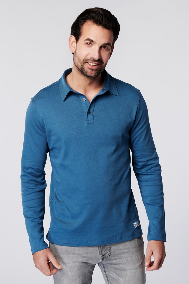 SKOT Herren vegan Langarm-Polo Himmel