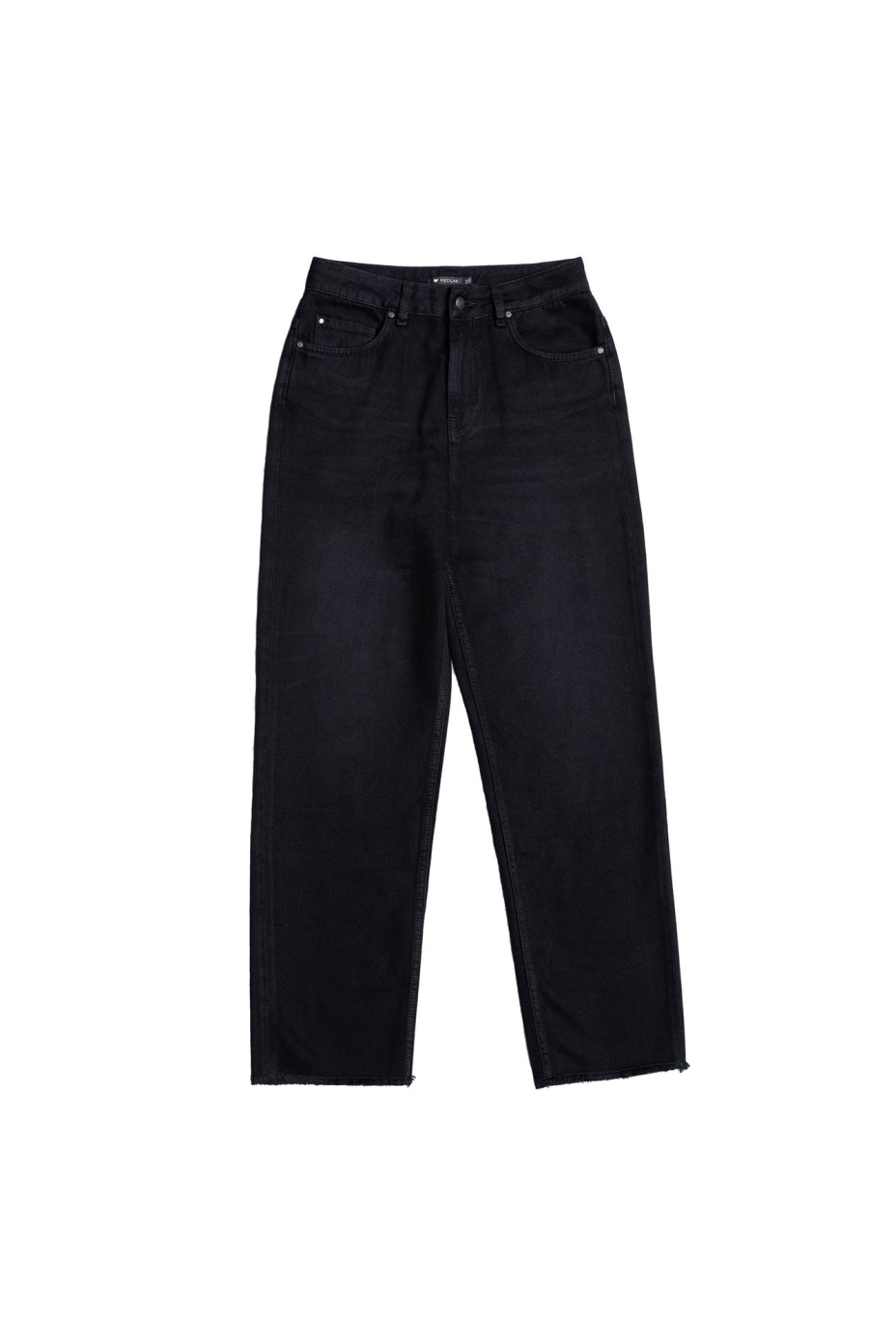 Image of LOVJOI dames vegan Rechte Jeans Mispel Overdyed Zwart