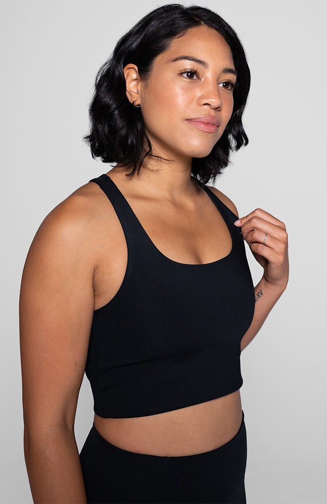 Girlfriend Collective womens vegan Sports Bra Paloma Black