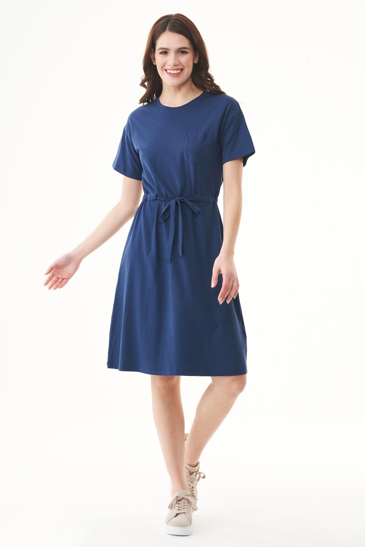 ORGANICATION Damen vegan Kleid Slub Jersey Navy Blau