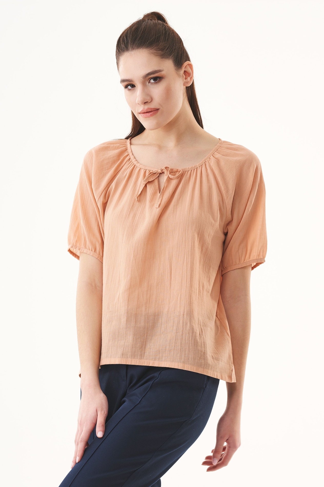 ORGANICATION Damen vegan Voile Bluse Hellbraun