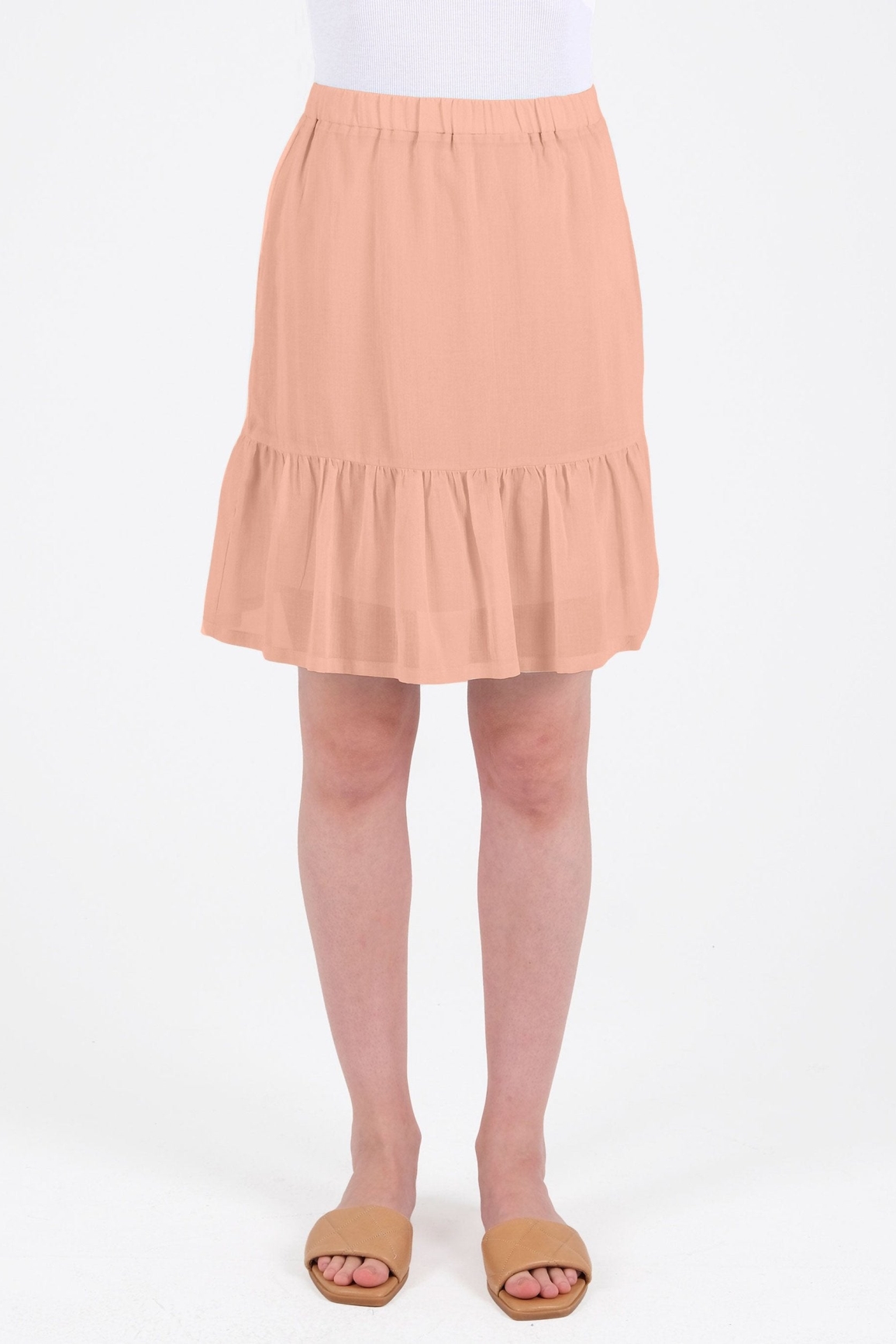 Image of ORGANICATION dames vegan Voile Midi Rok Lichtbruin