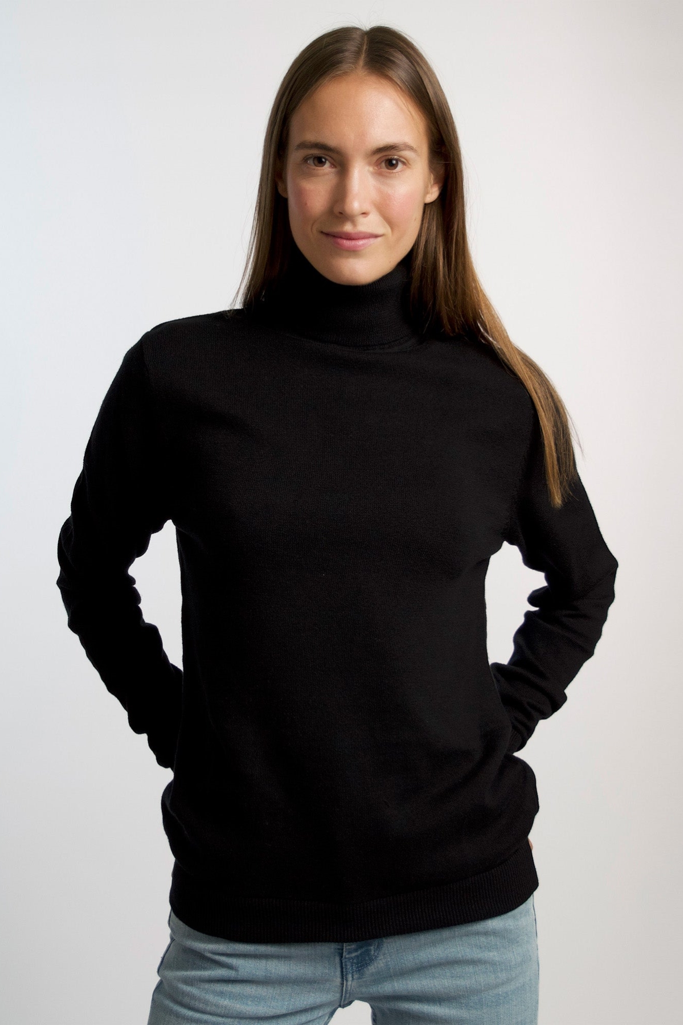 Honest Basics womens vegan Turtleneck Jumper Black