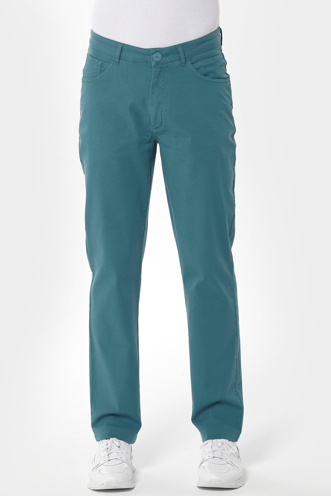 Image of ORGANICATION mannen vegan Broek Five Pocket Petrol Groen